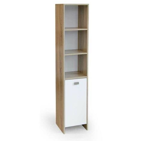 MOBILE A COLONNA IN LEGNO PER BAGNO 33 X 33 X 160 CM BIANCO E NATURALE