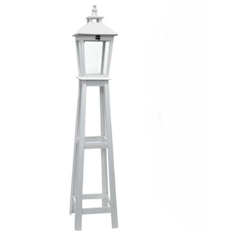 LANTERNA PORTA CANDELA 28 X 28 X 138CM IN COLORE BIANCO (1/4)