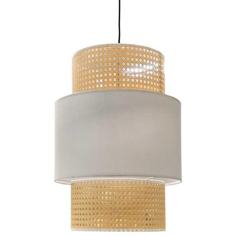 LAMPADARIO IN VIMINI 30 X 44 CM COLORE BEIGE E BIANCO