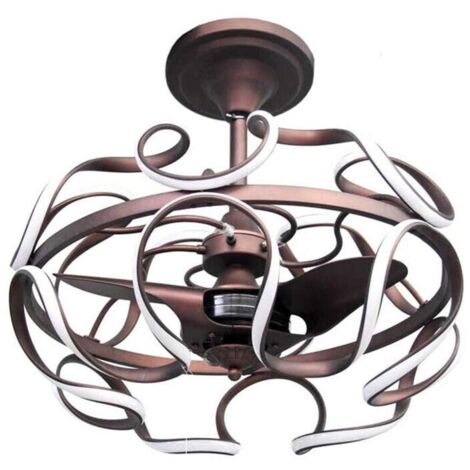 LAMPADARIO CON VENTILATORE E LUCE A LED 86 X 74 CM COLORE BRONZO