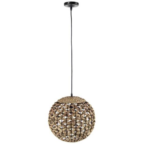 LAMPADARIO TONDO INTRECCIATO IN LEGNO NATURALE 40 CM (1/4)