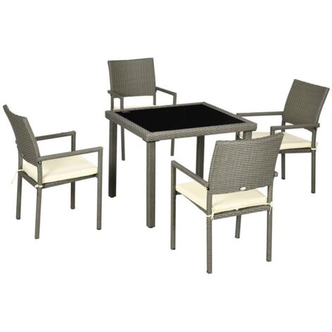 SET DA GIARDINO CUBO IN RATTAN SINTETICO 5 PEZZI TAVOLO CON PIANO IN - Foto 6