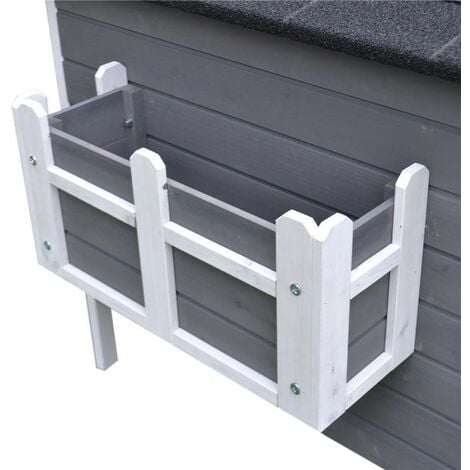 PawHut Cuccia da Esterno Rialzata con Balconcino e Tetto Impermeabile in  Legno, Grigio, 83x66.5x74.7cm