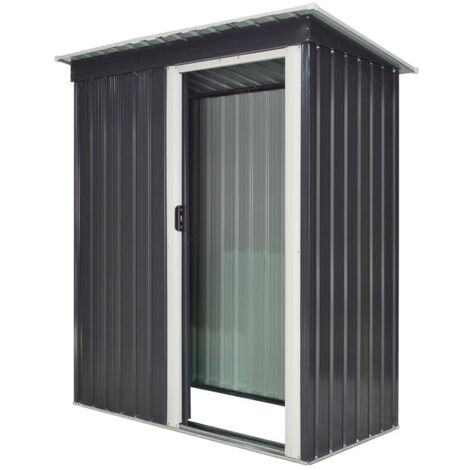 CASETTA PORTA ATTREZZI CON PORTA SCORREVOLE IN ACCIAIO NERO 163 X 89 X 182 CM
