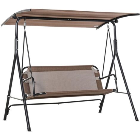 DONDOLO DA GIARDINO 3 POSTI CON TETTUCCIO REGOLABILE 172X110X155CM MARRONE