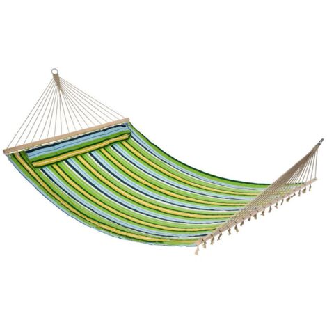 Amaca doppia per giardino in cotone 280 g/mq con asse in legno 200x150 Cm