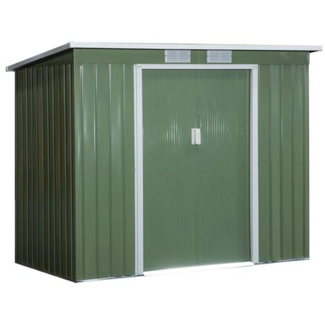 CASETTA DA GIARDINO IN ACCIAIO CON DOPPIA PORTA 213X130X173 CM VERDE