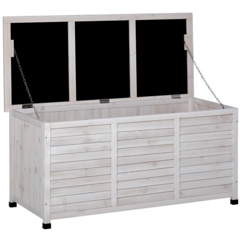 PANCA CONTENITORE IN LEGNO DI ABETE CASSAPANCA DA ESTERNO BIANCO (1/5)