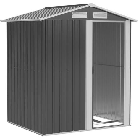 CASETTA DA GIARDINO IN ACCIAIO CON TETTO INCLINATO 152X132X188 CM GRIGIO