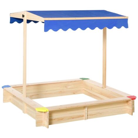 SABBIERA PER BAMBINI CON PANCA E TETTUCCIO PARASOLE REGOLABILE 120X120X120 CM