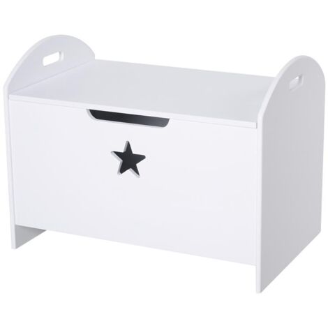 BAULE CONTENITORE PORTAGIOCHI PER CAMERETTA BAMBINI IN LEGNO BIANCO 62 X 40 X 46.5CM
