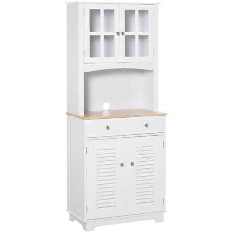 CREDENZA ALTA PER CUCINA MOBILE BUFFET IN LEGNO BIANCO (1/5)