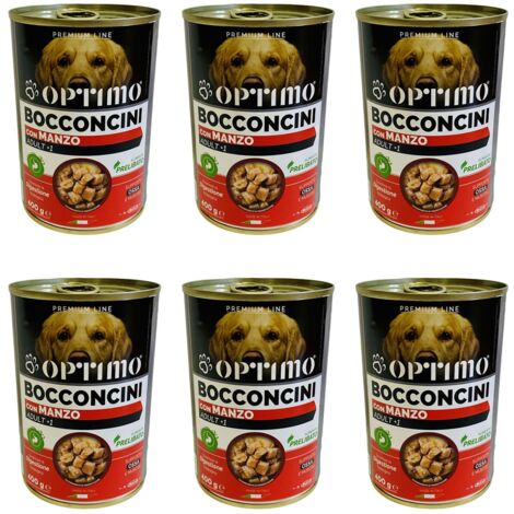 KIT SET 6 PZ OPTIMO BOCCONCINI PER CANE AL GUSTO MANZO DA 400 GR (1/4)