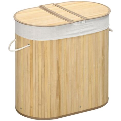 Cesto Portabiancheria a 2 Sezioni 62,5x37x60,5 cm Capacità 100L Sacca