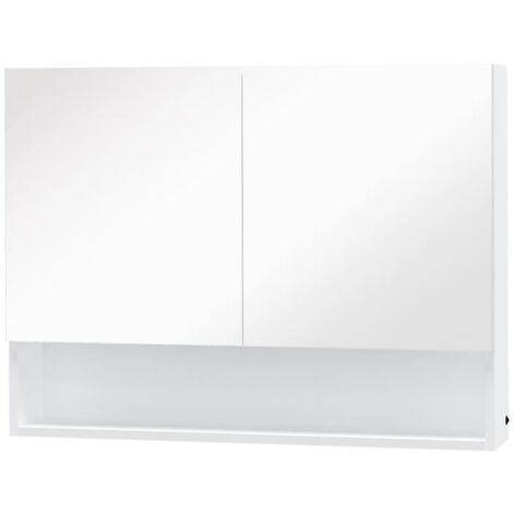 ARMADIETTO CON SPECCHIO A MURO E LUCI A LED E RIPIANO 80X15X60CM (1/5)