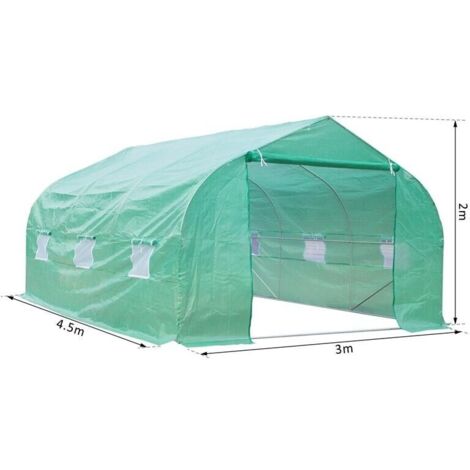 Serra Da Giardino A Tunnel Outsunny - 4.5x3x2m, Con 6 Finestre E Porta Avvolgibile, In PE E Acciaio