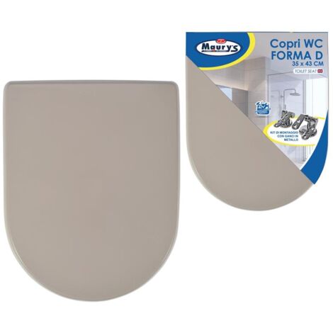 MAURY'S COPRI WC CON KIT DI MONTAGGIO E GANCI IN METALLO IN COLORE TORTORA (1/2)