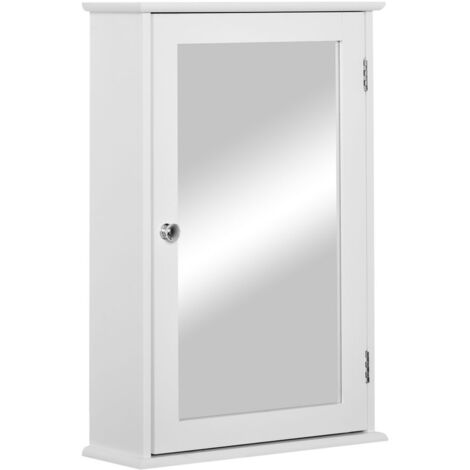 MOBILETTO BAGNO PENSILE CON SPECCHIO E ANTA A CHIUSURA 41X14X60 CM BIANCO (1/5)