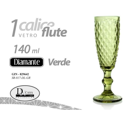 CALICE FLUTE DIAMANTE DA 140CC IN COLORE VERDE (1/2)