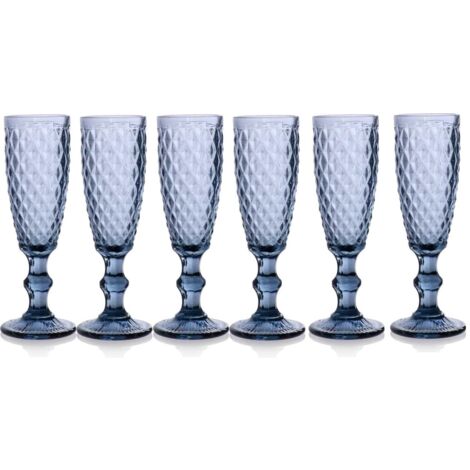SET 6 CALICI FLUTE DIAMANTE DA 140CC IN COLORE BLU (1/2)