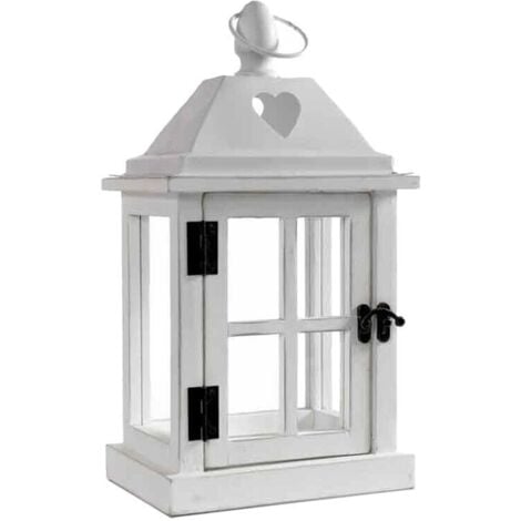 LANTERNA CON STRUTTURA IN LEGNO 15X12X27CM COLORE BIANCO
