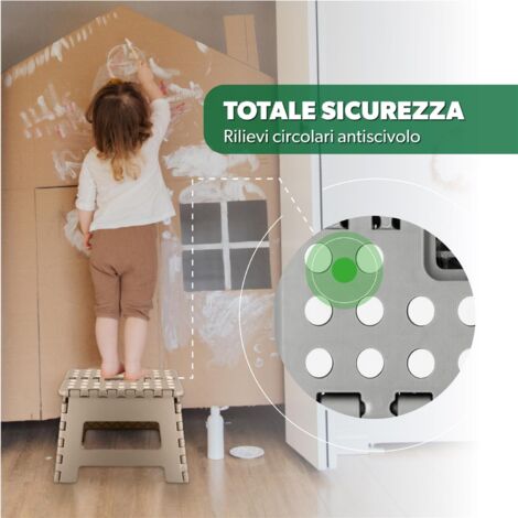 Sgabello Pieghevole, HxLxP: 49,5x46x25,5 cm, Pouf Contenitore, Lino, Poliestere, Legno MDF, Colore Bianco, Relaxdays | Leroy Merlin