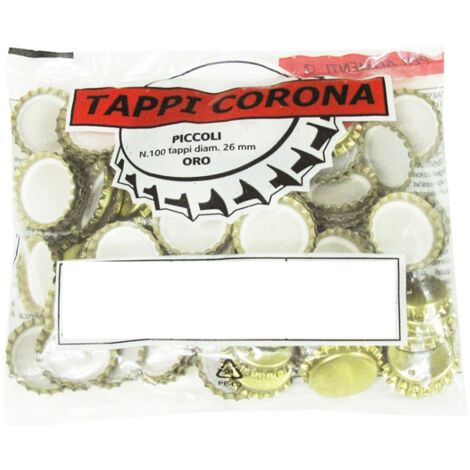 SET 2 CONFEZIONE DA 100 TAPPI CON CORONA IN COLORE ORO ORO