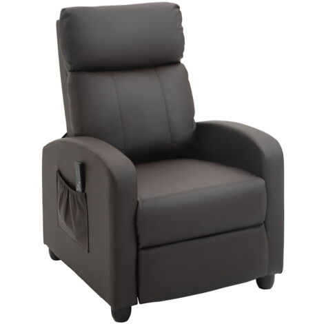 POLTRONA RELAX MASSAGGIANTE CON POGGIATESTA E POGGIAPIEDI 68X158X77CM MARRONE (1/5)