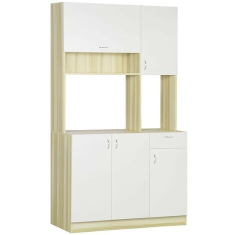 MOBILE A 4 PORTE PER CUCINA CON 3 ARMADIETTI 102X48X180CM BIANCO E COLOR  LEGNO