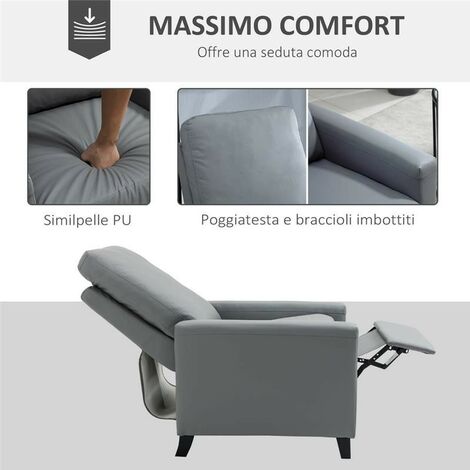 EASYCOMFORT Poltrona Relax Reclinabile con Seduta Imbottita e