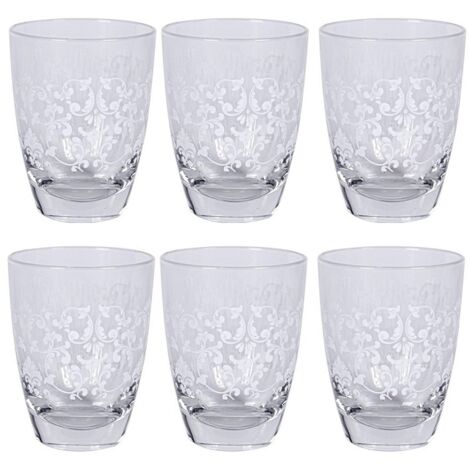 MAURY'S SET 6 BICCHIERI PRINCESS CON DECORO BIANCO