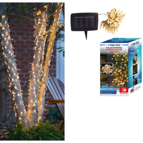 FILO LED TRASPARENTE A ENERGIA SOLARE DA 200 LED 20 MT