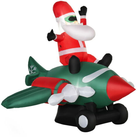 BABBO NATALE GONFIABILE CON LUCI LED INTEGRATE E GONFIATORE
