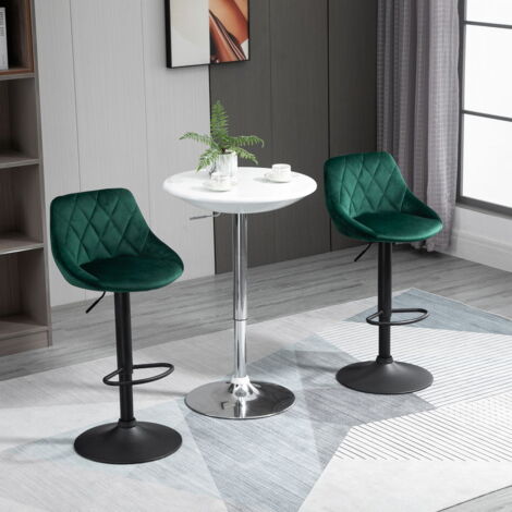 HOMCOM Set 2 Sgabelli da Bar con Altezza Regolabile, Rivestimento Finta