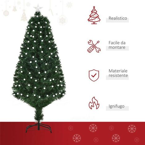 ALBERO DI NATALE ARTIFICIALE CON LUCI LED E BASE METALLO PIEGHEVOLE 150CM  VERDE