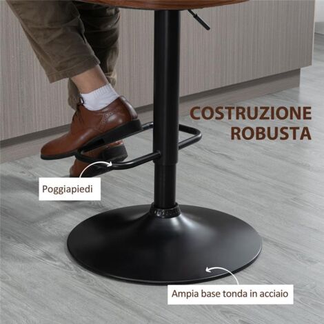 Tavolo Da Pranzo In Legno Di Pino E Acciaio – Regolabile In Altezza Da 85 A 100 Cm, Girevole 360°