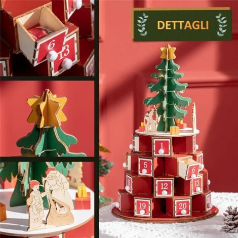 Casetta rossa calendario avvento in legno - Sorelle Schidoni snc