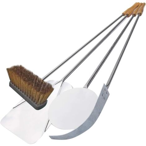 KIT PALE PER PIZZA PER FORNO A LEGNA 3 PEZZI IN ACCIAIO INOX 140 CM (1/2)