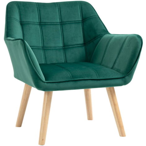 POLTRONCINA STILE NORDICO  EFFETTO VELLUTO 64X62X72.5 CM VERDE