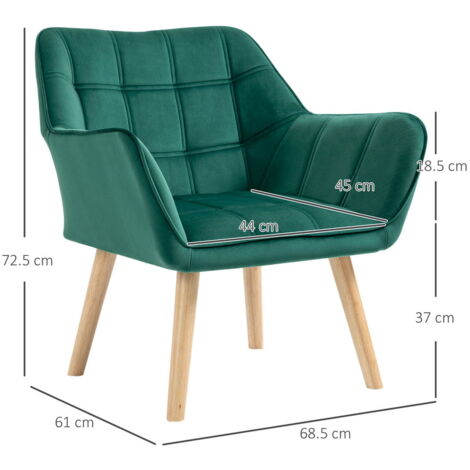 POLTRONCINA STILE NORDICO  EFFETTO VELLUTO 64X62X72.5 CM VERDE