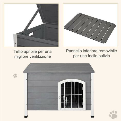 PawHut Cuccia per Cani da Esterno con Terrazza, Finestra e Tetto