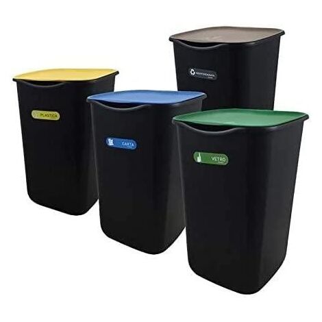 Set 4 Pattumiere Raccolta Differenziata 50L con Coperchio | SHOP