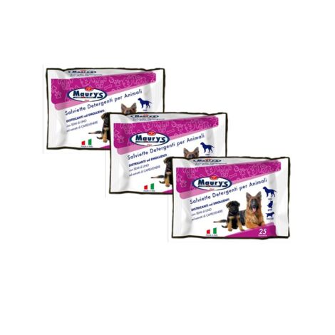 KIT SET 3 PZ MAURY'S PET SALVIETTE DETERGENTI PER ANIMALI 25PZ (1/2)