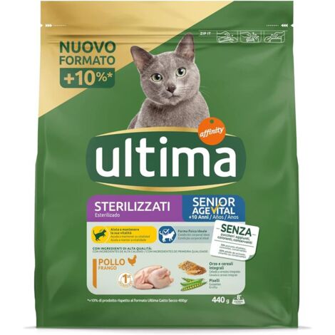 ULTIMA CROCCHETTE PER GATTO SENIOR 10+ ANNI 440 GR GUSTO POLLO PER GATTI STERILIZZATI (1/5)