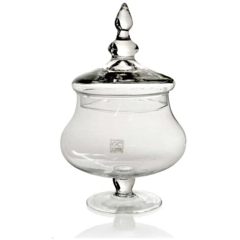 VASO POUTICHE DECORATIVO IN VETRO CON COPERCHIO 14 X 30 CM