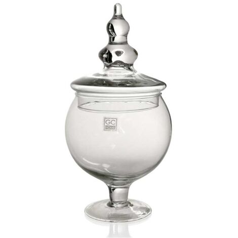 VASO POUTICHE DECORATIVO IN VETRO CON COPERCHIO 13 X 30 CM