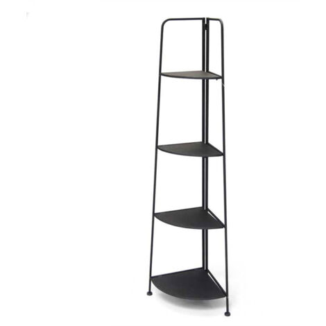 ANGOLIERA PIEGHEVOLE 4 RIPIANI IN METALLO 53X37X155CM COLORE NERO (1/2)