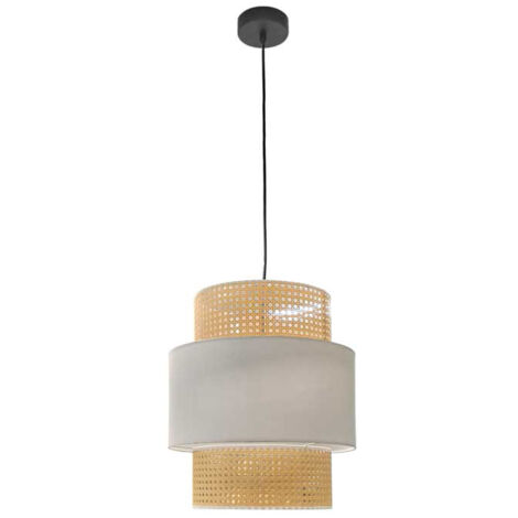 LAMPADARIO STILE INDUSTRIAL 40X44 CM CON PARALUME CREMA E BIANCO (1/5)