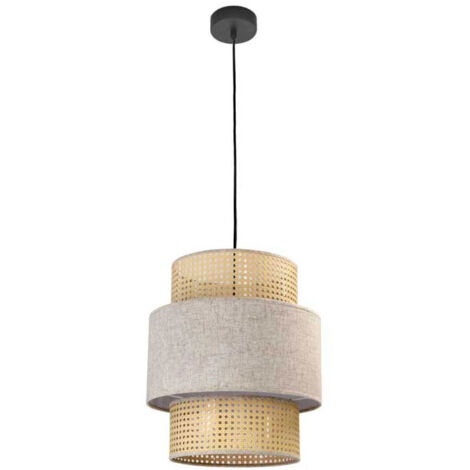 LAMPADARIO STILE INDUSTRIAL 40X44,5 CM CON PARALUME CREMA E BIANCO (1/5)