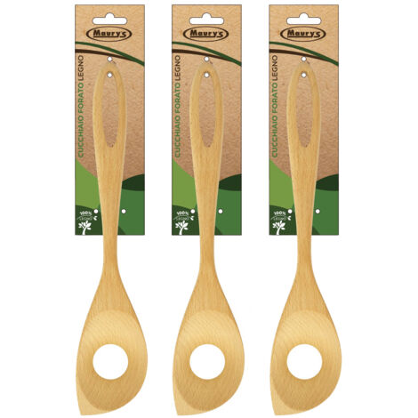 MAURY'S SET 3 CUCCHIAI FORATI IN LEGNO (1/2)